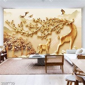 Tranh file psd điêu khắc gỗ cây và đôi nai đẹp nhất