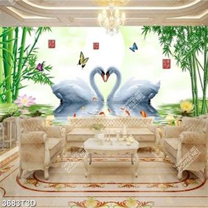 Tranh trang trí phòng ngủ đôi thiên nga dưới anh trăng lãng mạng