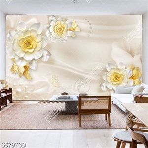 Tranh lụa hoa trắng trang trí phòng ngủ