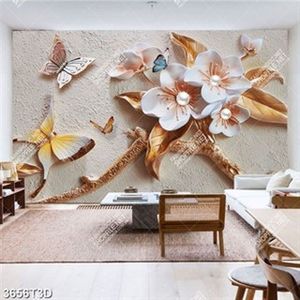 Tranh 3D  hoa mai đính ngọc trai và bướm đẹp nhất