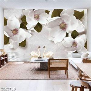 Tranh hoa và thiên nga trắng chất lượng cao in kính