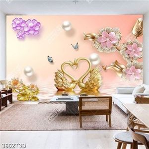 Tranh thiên nga và hoa trên hồ nước chất lượng cao