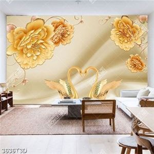 Tranh lụa thiên nga và hoa đẹp sang trọng trang trí nội thất