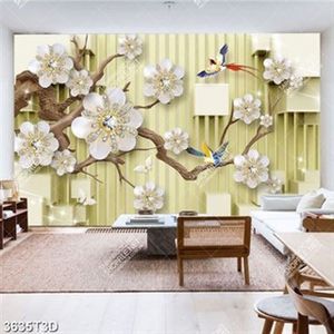 Tranh hoa khảm ngọc và chim đẹp trang trí phòng khách