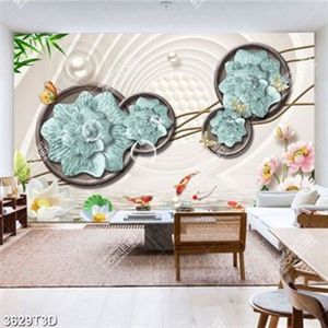 Tranh lụa hoa sen và cá chép trang trí phòng khách in kính