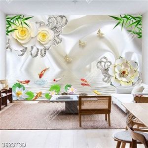 Tranh lụa trang trí nội thất hoa và cá chép in uv