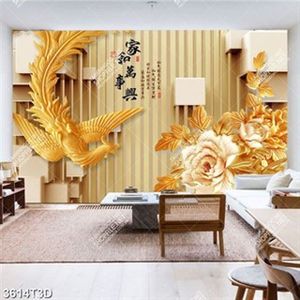 Tranh điêu khắc gỗ chim khỗng tước và hoa mẫu đơn