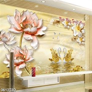 Tranh hoa sen 3D và thiên nga chất lượng cao