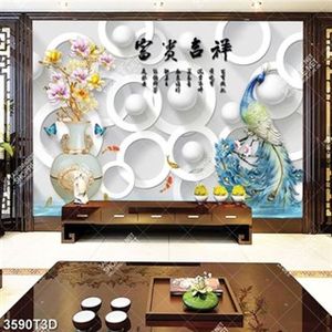 Tranh phong thủy hoa và công sang trọng