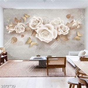 Tranh 3D hoa hồng trắng trang trí phòng ngủ đẹp nhất