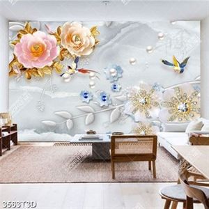 Tranh hoa mẫu đơn và chim đính ngọc đẹp