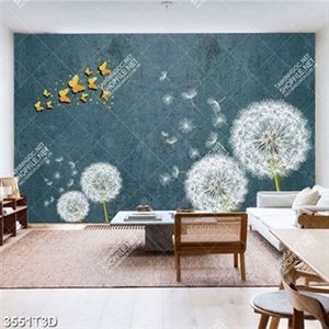 Tranh 3D hoa bồ công anh trắng và bướm đẹp nhất