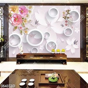 Tranh hoa 3D và chữ hán trang trí nội thất