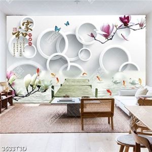 Tranh hoa mộc lan và cá chép trang trí nội thất