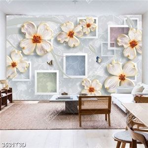 Tranh 3D hoa 4 cánh đẹp độc đáo in kính