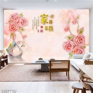 Tranh 3D hoa hồng và thiên nga trên mặt hồ