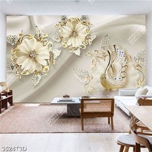 Tranh hoa cúc và thiên nga khảm ngọc chất lượng cao