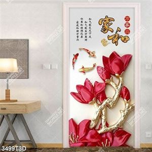 Tranh trang trí nội thất cá chép và hoa đỏ