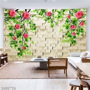 Tranh psd hoa hồng dây leo nền gạch trang trí bếp đẹp