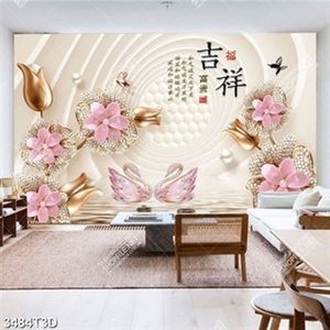 Tranh lụa thiên nga và hoa 3D  khảm ngọc đẹp chất lượng cao