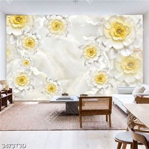 Tranh giả ngọc hoa trắng vàng đẹp trang trí phòng khách