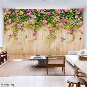 Tranh hoa hồng dây leo trên nền gỗ đẹp nhất