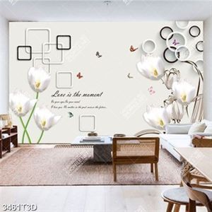 Tranh dán tường hoa tulip trắng đẹp hiện đại