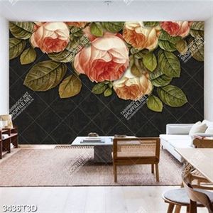 Tranh dán tường hoa mẫu đơn nền tối đẹp hiện đại