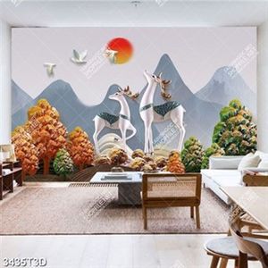 Tranh 3D hươu và nai dán tường đẹp nhất