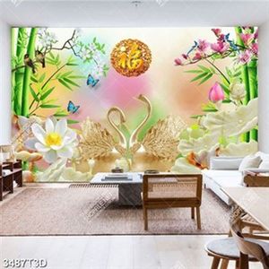 Tranh phong thủy thiên nga chữ hán in kính đẹp