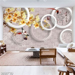 Tranh hoa mộc lan nở rộ bên chim in kính