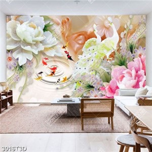 Tranh giả ngọc hoa và chim công đẹp