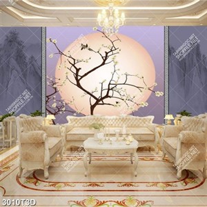 Tranh phong thủy cành hoa bên mặt trăng