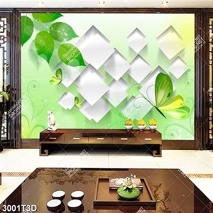 Tranh bếp lá xanh in kính