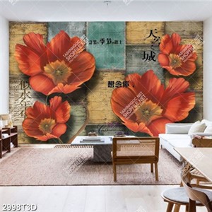 Tranh tường hoa đỏ đẹp chất lượng cao