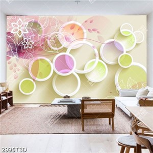 Tranh bếp hoa ghép và vòng tròn nhiều màu sắc