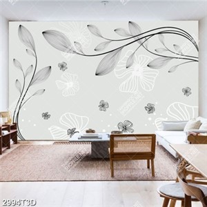 Tranh file gốc dán tường hoa và lá ghép hiện đại