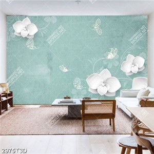 Tranh gắn tường hoa lan trắng nền xanh đẹp