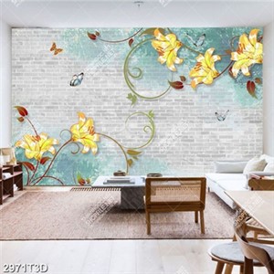Tranh dán tường hoa và bướm nền màu trẻ trung