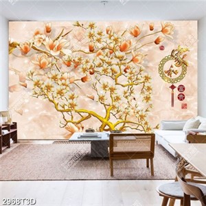 Tranh gắn tường hoa mộc lan thư pháp đẹp