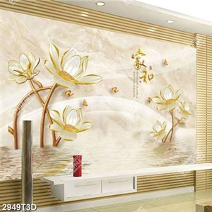 Tranh hoa sen giả ngọc thư pháp