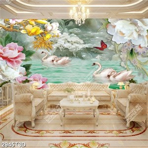 Tranh giả ngọc thiên nga và hoa tinh tế