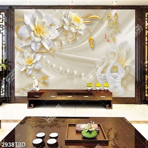 Tranh gắn tường hoa và thiên nga mặt lụa đẹp