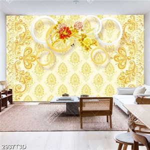 Tranh gắn tường hoa và họa tiết vàng sang trọng