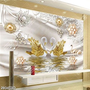 Tranh thiên nga và hoa đính ngọc chất lượng cao