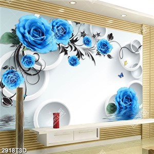 Tranh gắn  tường hoa hồng xanh tinh tế file gốc