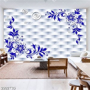 Tranh gắn tường hoa vắn màu xanh dương đẹp