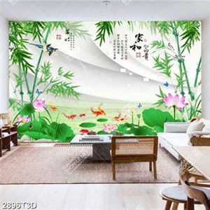 Tranh phong thủy cá chép và cây tre chất lượng cao