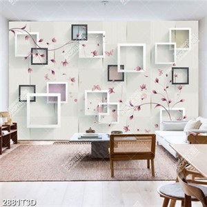 Tranh gắn tường hoa leo và ô vuông trẻ trung