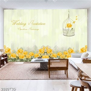 Tranh dán tường vườn hoa vàng hiện đại